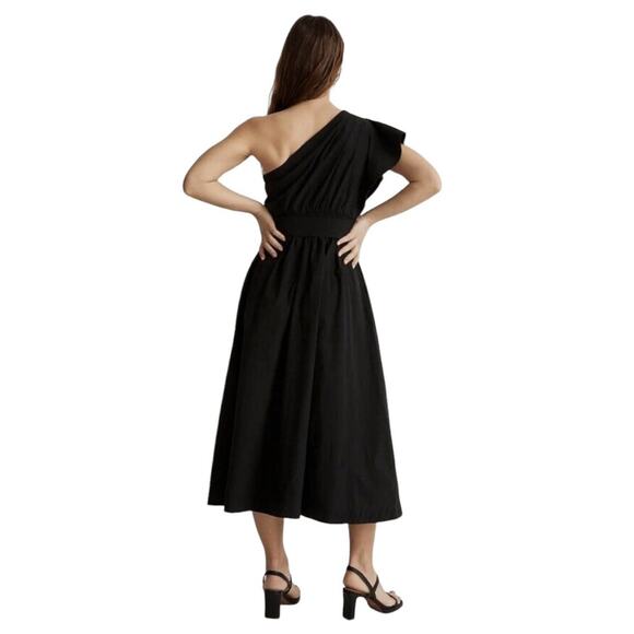 MADEWELL Ruffled One-Shoulder Midi Dress in Black - Picture 3 of 10